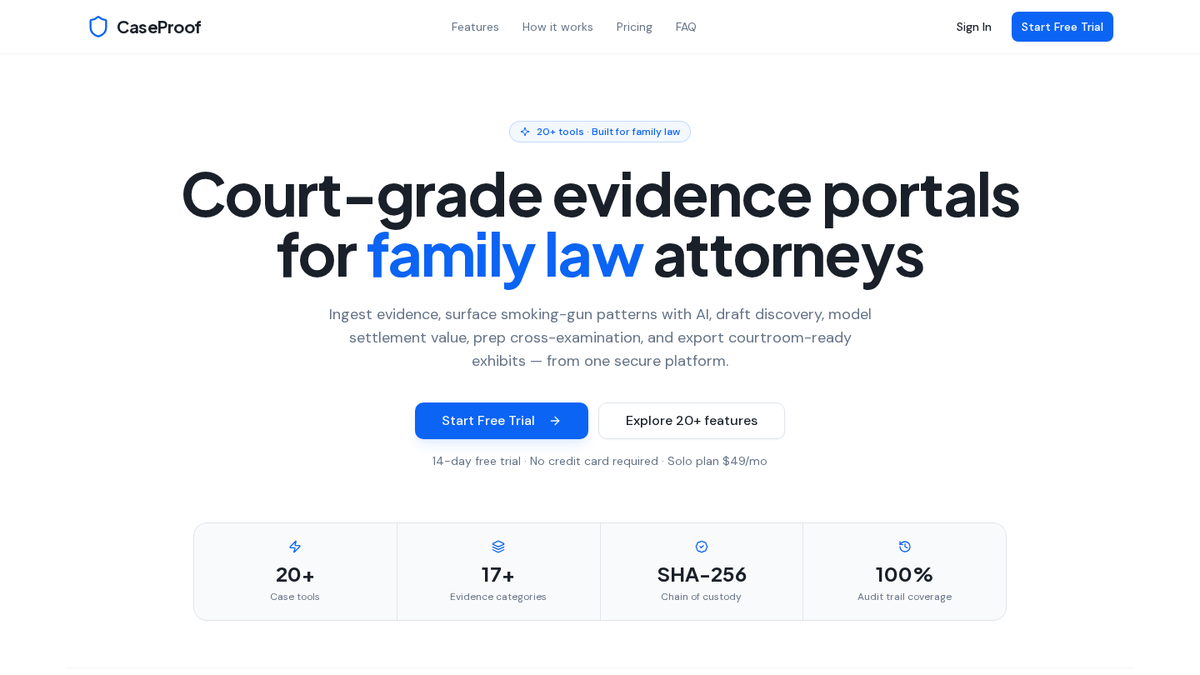 CaseProof Legal AI evidence platform for family law attorneys